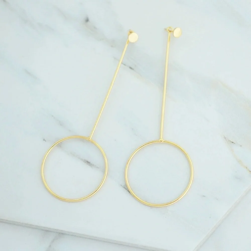 NEW Drop Hoop Earrings - Picture 3 of 5